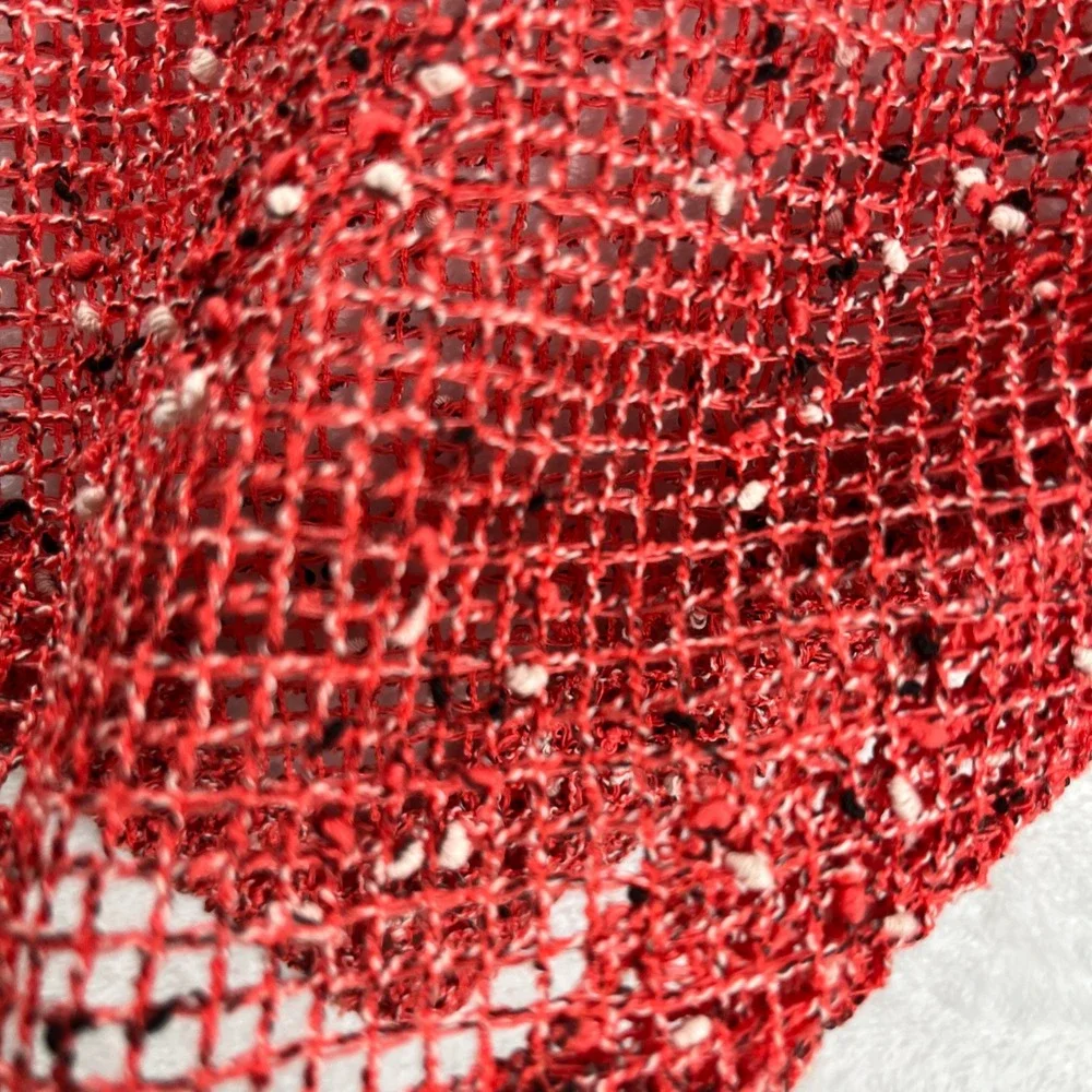 Kalu-B‎ Mesh Knit Cardigan Red Textured Cropped Boho Lightweight M